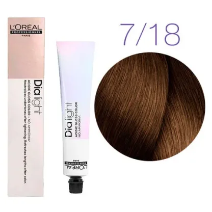 Краска для волос — L’Oreal Professionnel Dia Light № 7.18 (Блондин пепельный мокка) 50 ml