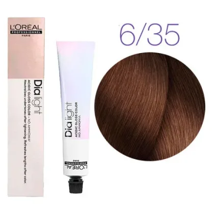 Краска для волос — L’Oreal Professionnel Dia Light № 6.35 (Темный блондин золотистый красное дерево) 50 ml