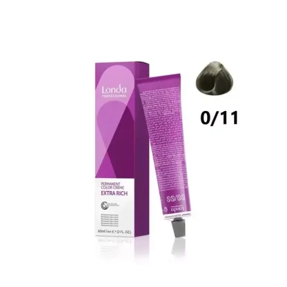 Стойкая крем-краска – Londa Professional Permanent Color Creme 0/11 (Интенсивный пепельный микстон) 60 ml