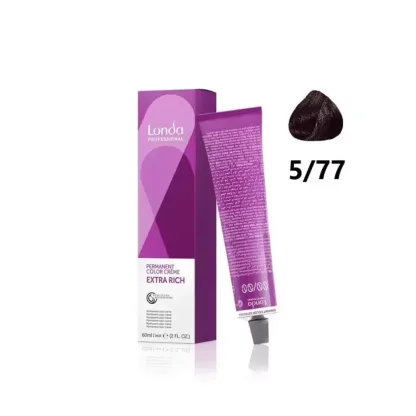 Стойкая крем-краска – Londa Professional Permanent Color Creme 5/77 (светлый шатен интенсивно-коричневый) 60 ml