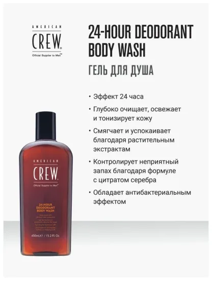 Гель дезодорирующий для душа-American Crew 24-Hour Deodorant Body Wash 450 ml