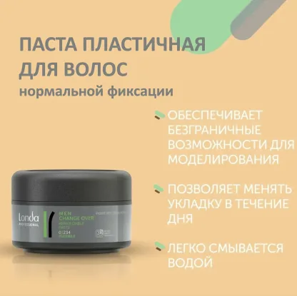 Пластичная паста нормальной фиксации – Londa Professional Styling Men Change Over Remoldable Paste 75 ml