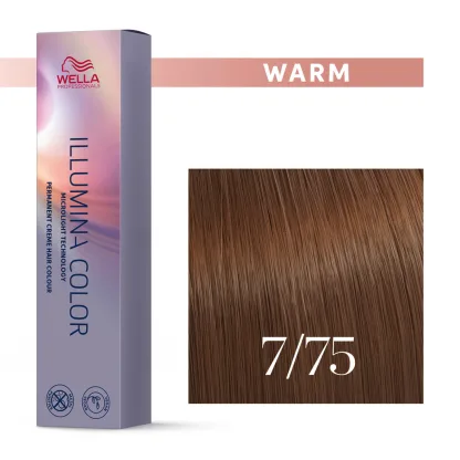 Краска для волос- Wella Professional Illumina Color №7/75 (Блонд коричнево-красный) 60 ml