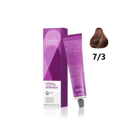 Стойкая крем-краска – Londa Professional Permanent Color Creme 7/3 (блонд золотистый) 60 ml